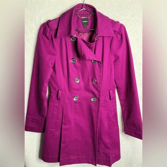 Express Women's Purple Double-Breasted Coat size S - Picture 5 of 12